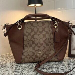 NWOT Coach Signature Kacey Satchel Crossbody Canvas and Brown Leather